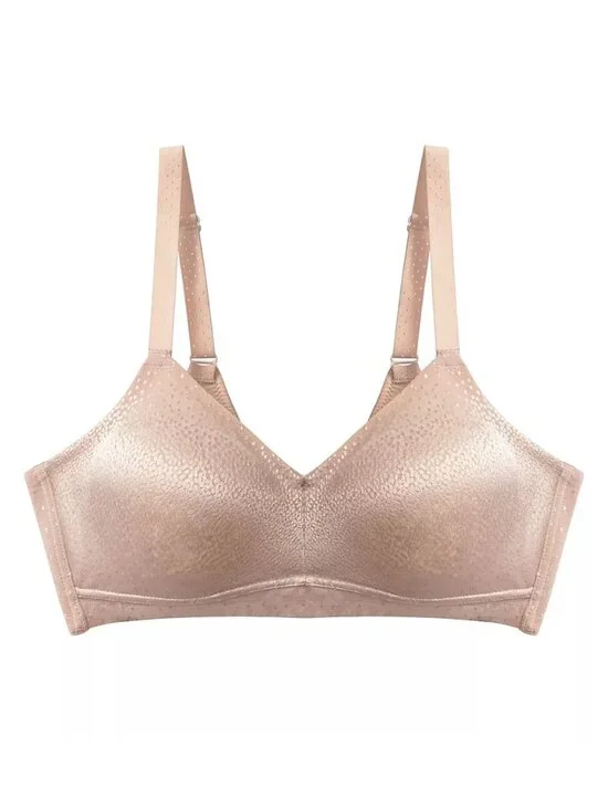 🆕WACOAL Back Appeal Wireless Seamless Unpadded Bra 36DD Beige #852303 - Picture 4 of 10